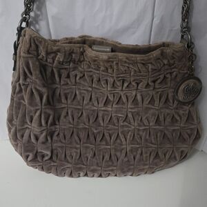 Vintage Juicy Couture brown quilted  diamond hobo purse bag Y2K velour
